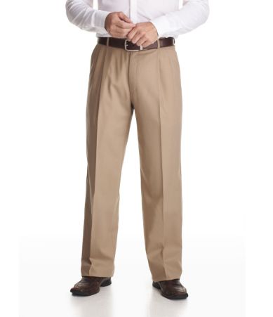 Hart Schaffner Marx Tailored Double-Pleated Wool Dress Pants