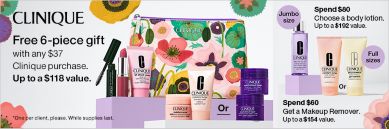 Free 6 piece gift with any $37 Clinique purchase