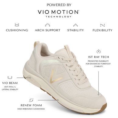 Vionic Walk Strider Leather and Mesh Performance Walking Sneakers
