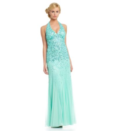 Nightway Beaded Halter Gown