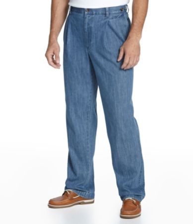 Roundtree & Yorke Big & Tall Pleated Side-Elastic Denim Pants