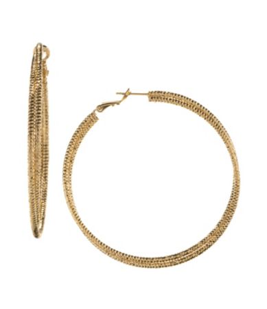 Natasha Accessories Etched Hoop Earrings