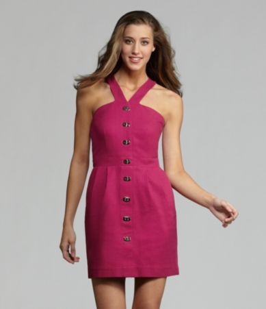 Aryn K. Sleeveless Button-Front Dress