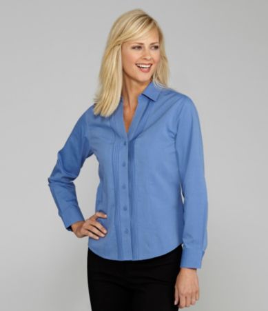Investments Petites Tuck-Front Y-Neck Blouse