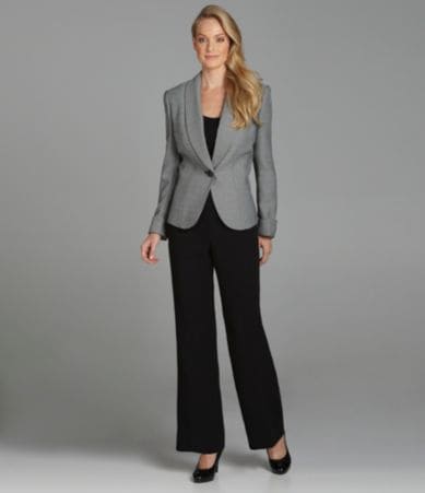 NEW TAHARI ASL Striking HERRINGBONE Jerry Trouser PANT SUIT 10 18 $