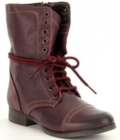 Steve Madden Troopa Military-Inspired Zipper Lace Up Leather Combat ...