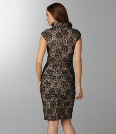 Xscape Lace Ruffle-Neck Dress