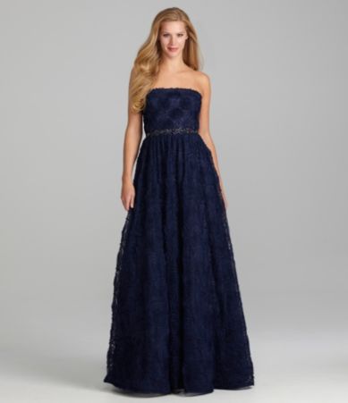 Adrianna Papell Strapless Rosette Gown