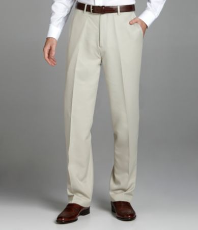 Roundtree & Yorke Microfiber Easy-Care Flat-Front Expander Dress Pants