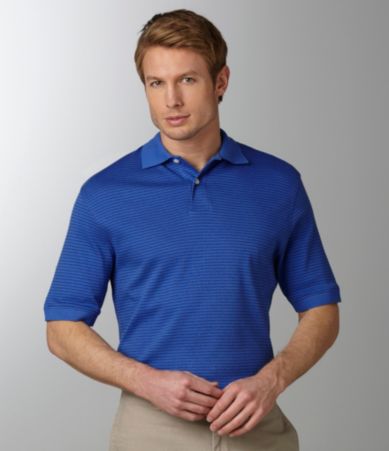 Roundtree & Yorke Luster Soft Stripe Pique Polo Shirt