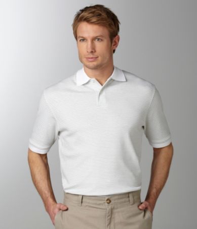 Roundtree & Yorke Luster Soft Stripe Pique Polo Shirt