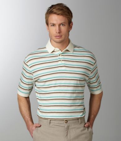 Roundtree & Yorke Striped Slub Cotton Jersey Polo Shirt