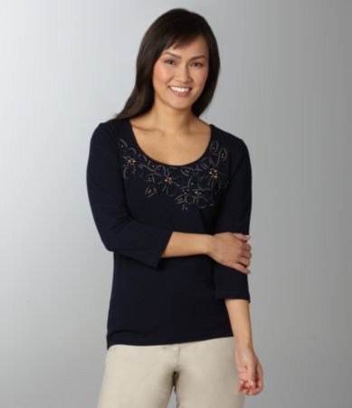 Ruby Rd. Woman Embellished Jersey Top $44.00