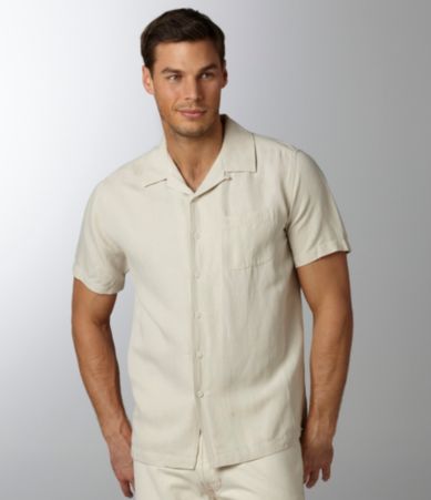 Cremieux Solid Silk-Linen Blend Camp Shirt