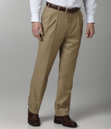 Roundtree & Yorke Solid Pleated Wool Pants