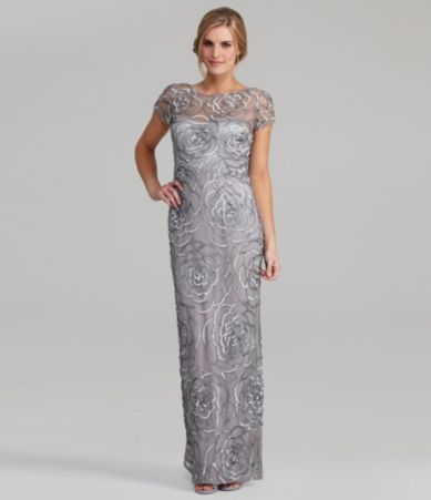 Aidan Mattox Floral-Sequin Gown