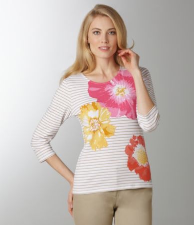 Ruby Rd. Woman Floral Striped Top $44.00