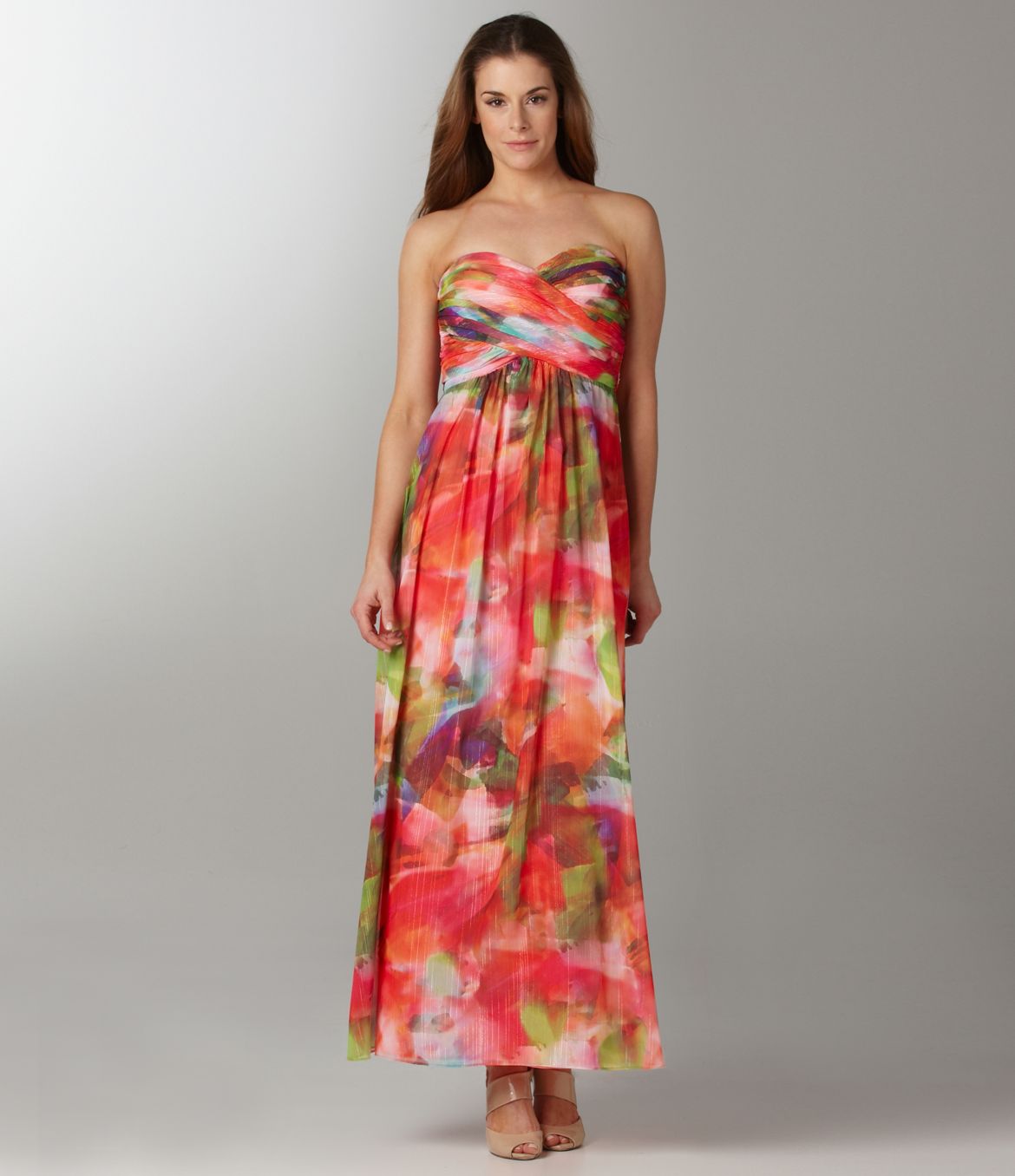 Xscape Strapless Printed Dress