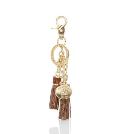 Brahmin Toasted Almond Collection Leather Tassel Key Ring