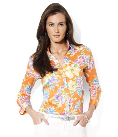 Lauren Ralph Lauren Petites Priya Cotton Print Shirt  Dillards 