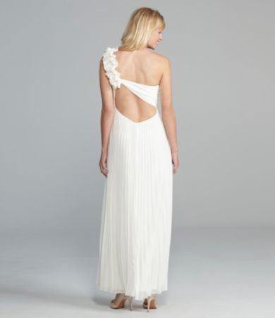 Xscape Pleated One-Shoulder Gown