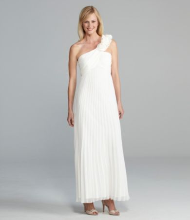 Xscape Pleated One-Shoulder Gown