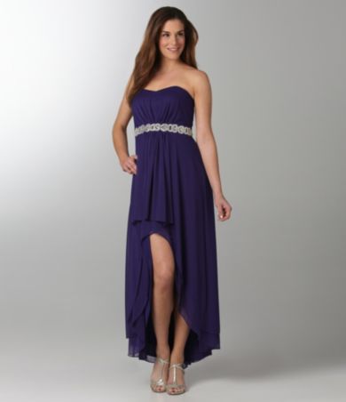 Xscape Strapless Beaded Hi-Low Gown