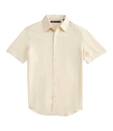 Perry Ellis Linen-Cotton Blend Striped Sportshirt