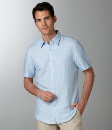 Perry Ellis Linen-Cotton Blend Striped Sportshirt