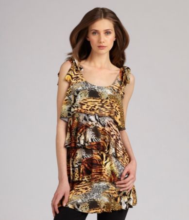 Isabel Ruffle Animal Print Top $98.00