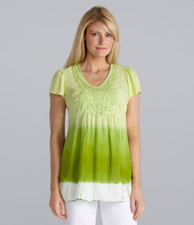 Westbound Petites Dip-Dye Crochet Top