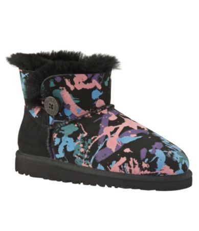UGG Australia Girls Mini Bailey Button Paint Splatter Boots