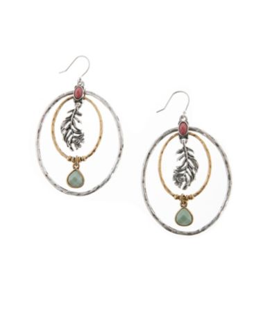   peacock double orbital hoop feather earrings $ 13 65 new lower price