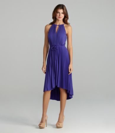 Maggy London Pleated Halter Hi-Low Dress