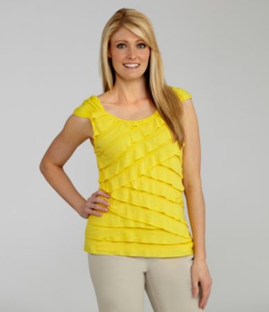 I.N. Studio Ruffle Knit Diagonal Top