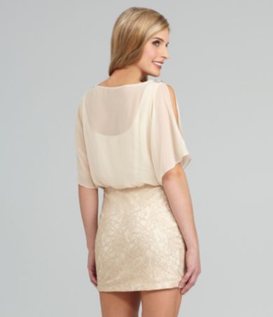 Xscape Lace Jewel-Shoulder Dress