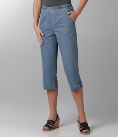 Allison Daley Mock-Fly Pull-On Denim Capri Pants