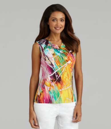 Peter Nygard Petites Color Riot Printed Knit Top $34.00