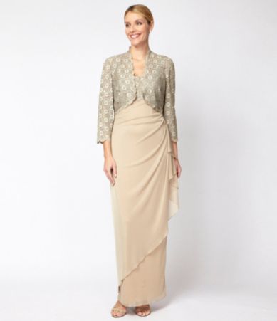Alex Evenings Floral-Lace Bolero Jacket Dress
