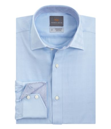 Thomas Dean Big & Tall Tonal Solid Windowpane Sportshirt