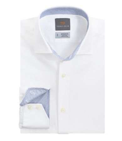 Thomas Dean Big & Tall Tonal Solid Windowpane Sportshirt