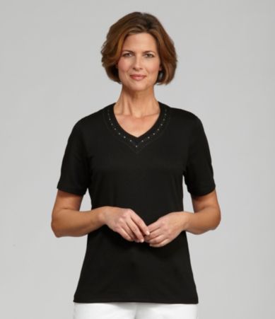 Allison Daley Embroidered V-Neck Top
