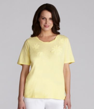 TanJay Woman Twist-Neck Applique Top