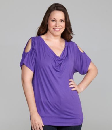 Sunny Taylor Woman Draped Cold-Shoulder Top