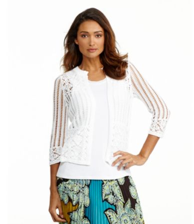 Investments Open-Front Crochet Cardigan