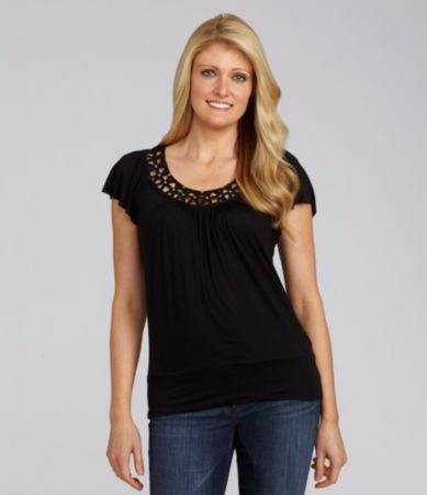 I.N. Studio Bead-Trim Scoopneck Top