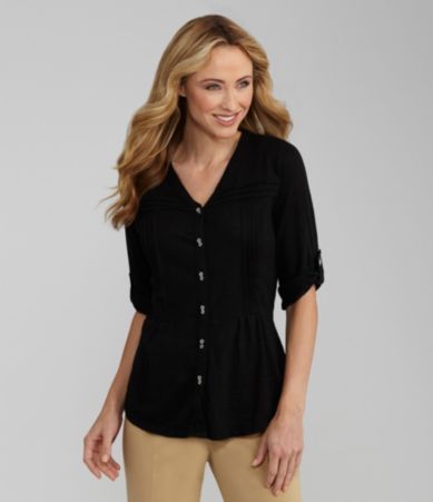 Westbound Petites V-Neck Pintuck Top