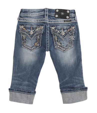 Miss Me Girls 7-16 Paradise Border Denim Capris