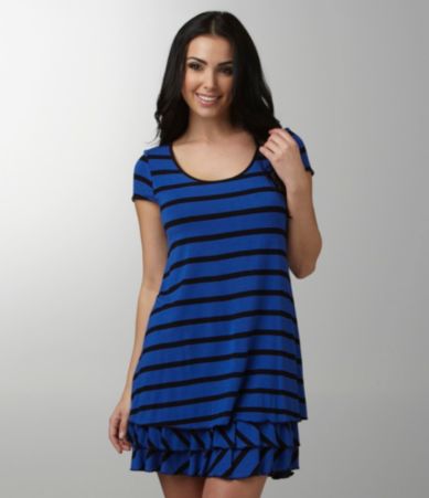 Kensie Stripe Ruffle-Hem Dress