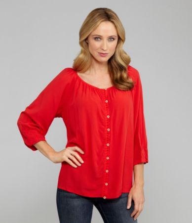 Westbound Button-Front Peasant Top